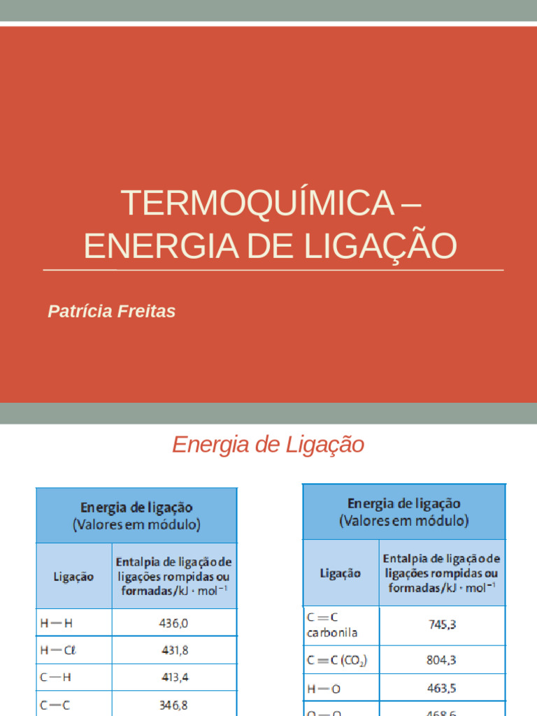 Termoquímica: Energia de Ligação e Exemplos | PDF | Reações químicas ...