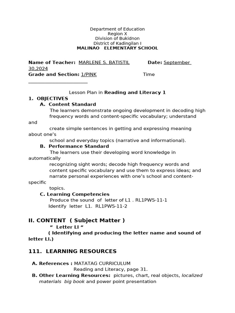 Reading and Literacy 1 Q 2 | PDF