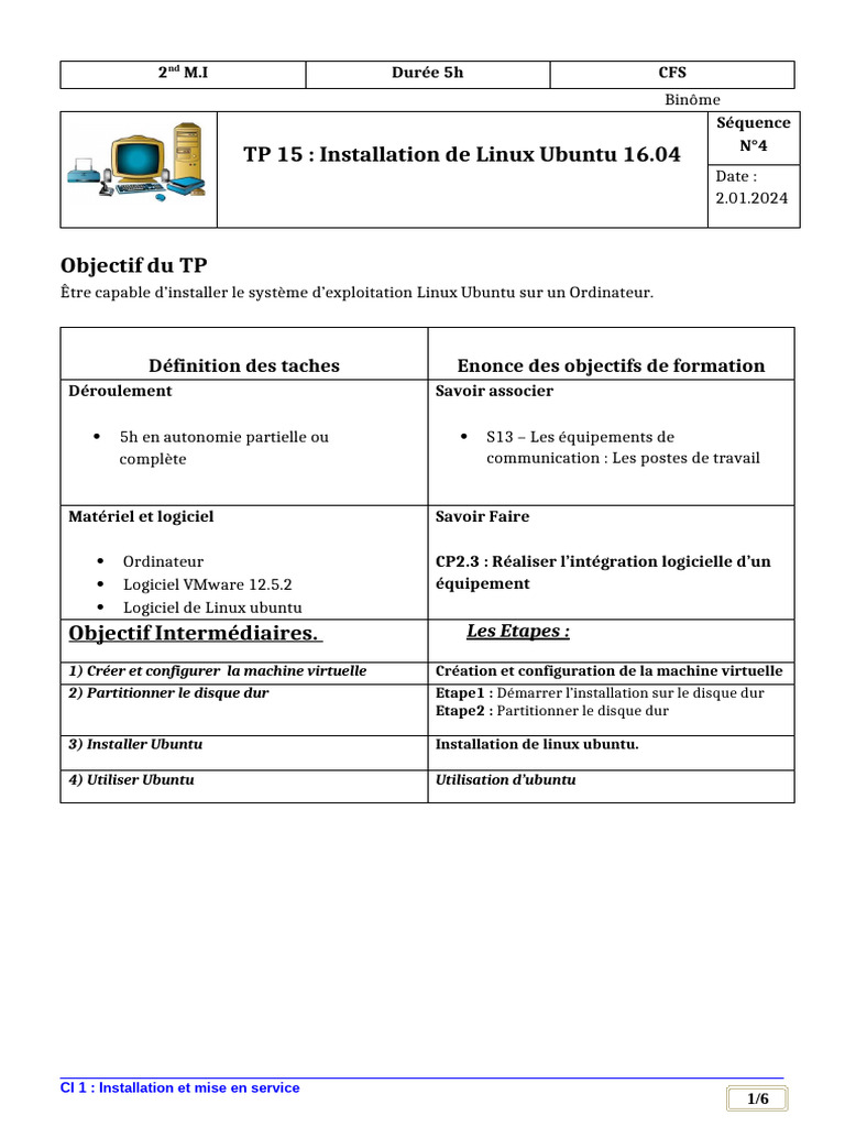 Installation de Linux Ubuntu 16.04 | PDF | Machine virtuelle | Linux