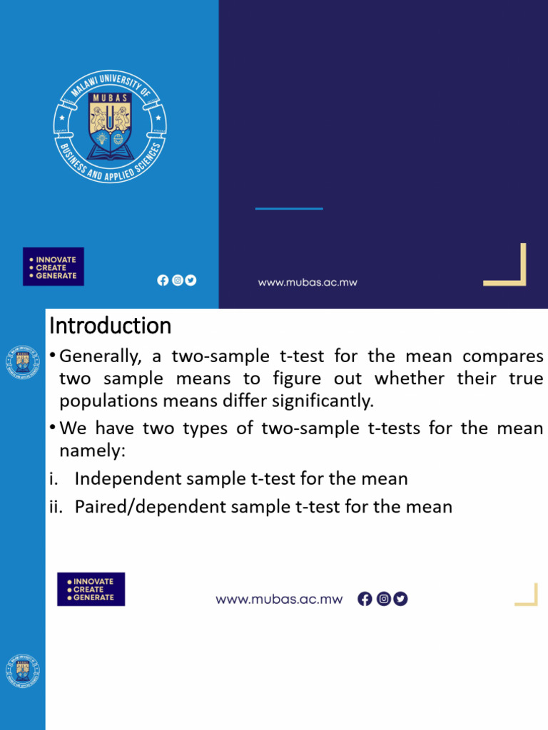 Two-Sample T-Test for Mean Analysis | PDF | Student's T Test | P Value