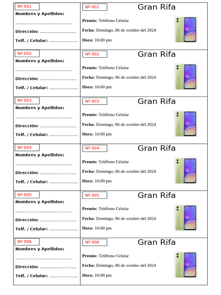 Gran Rifa de Teléfonos Celulares 2024 | PDF | Telecomunicaciones ...