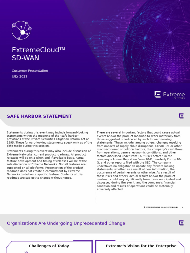 ExtremeCloud SD-WAN Customer Overview | PDF | Computer Network | Cloud ...