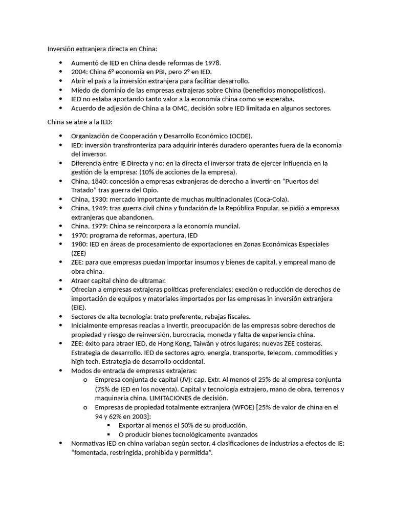 Evolución y Impacto de la IED en China | PDF | La inversión extranjera ...