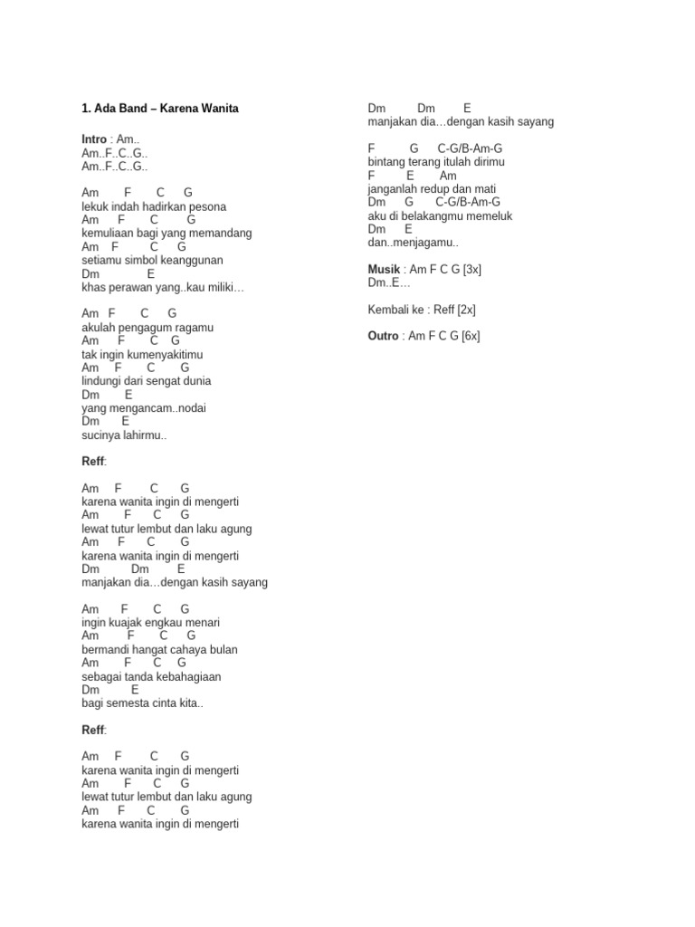 Lirik Lagu Cinta dan Kehidupan | PDF