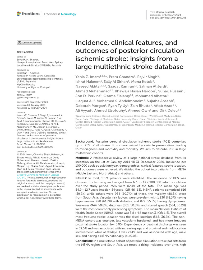 Incidence Clinical Features and Outcomes of Poster | PDF | Stroke ...