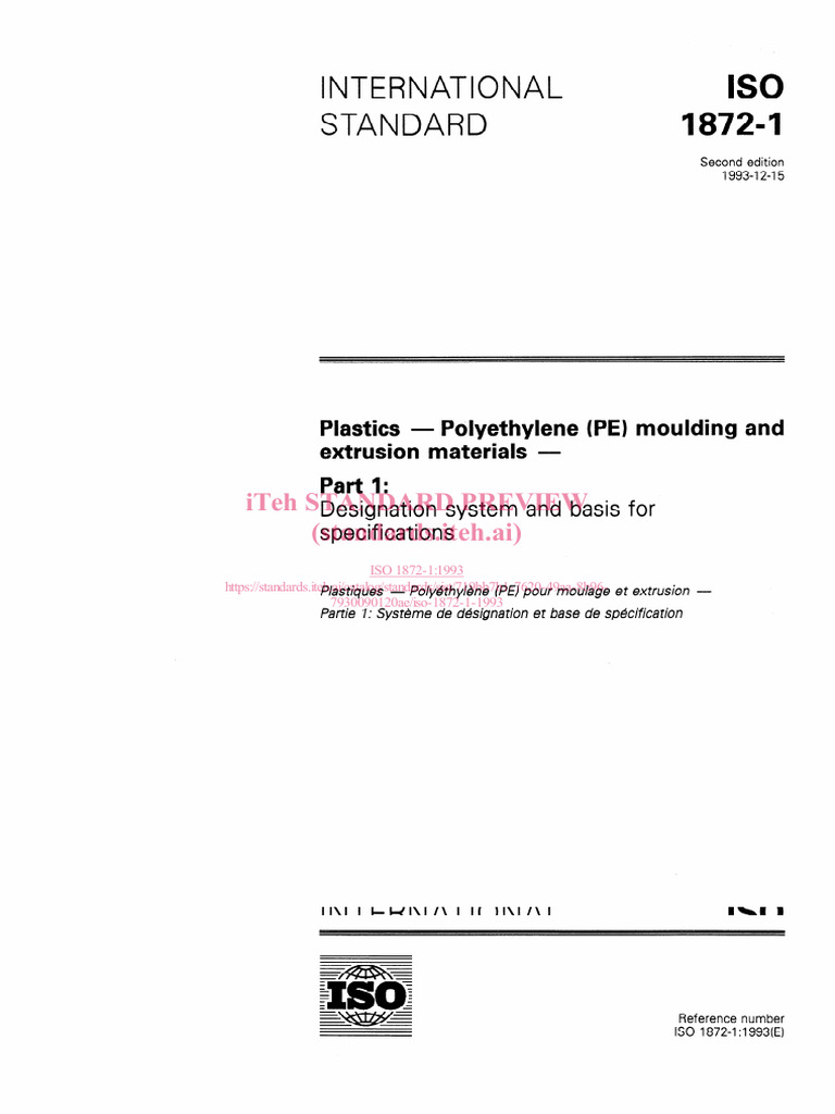 ISO 1872-1: PE Moulding Standards | PDF | International Organization ...