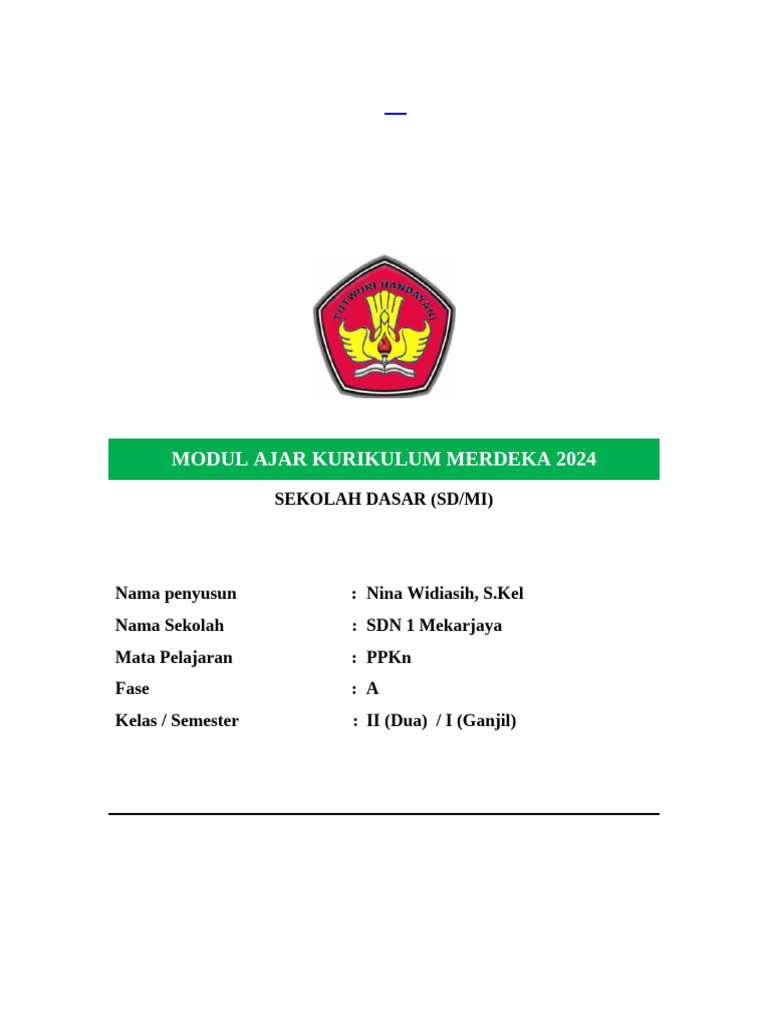 Modul Ajar PPKn Kelas 2 2024 | PDF