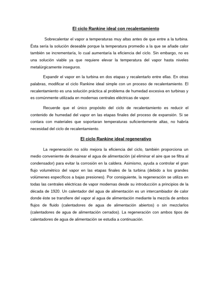 El Ciclo Rankine Ideal Con Recalentamiento | PDF | Vapor | Agua