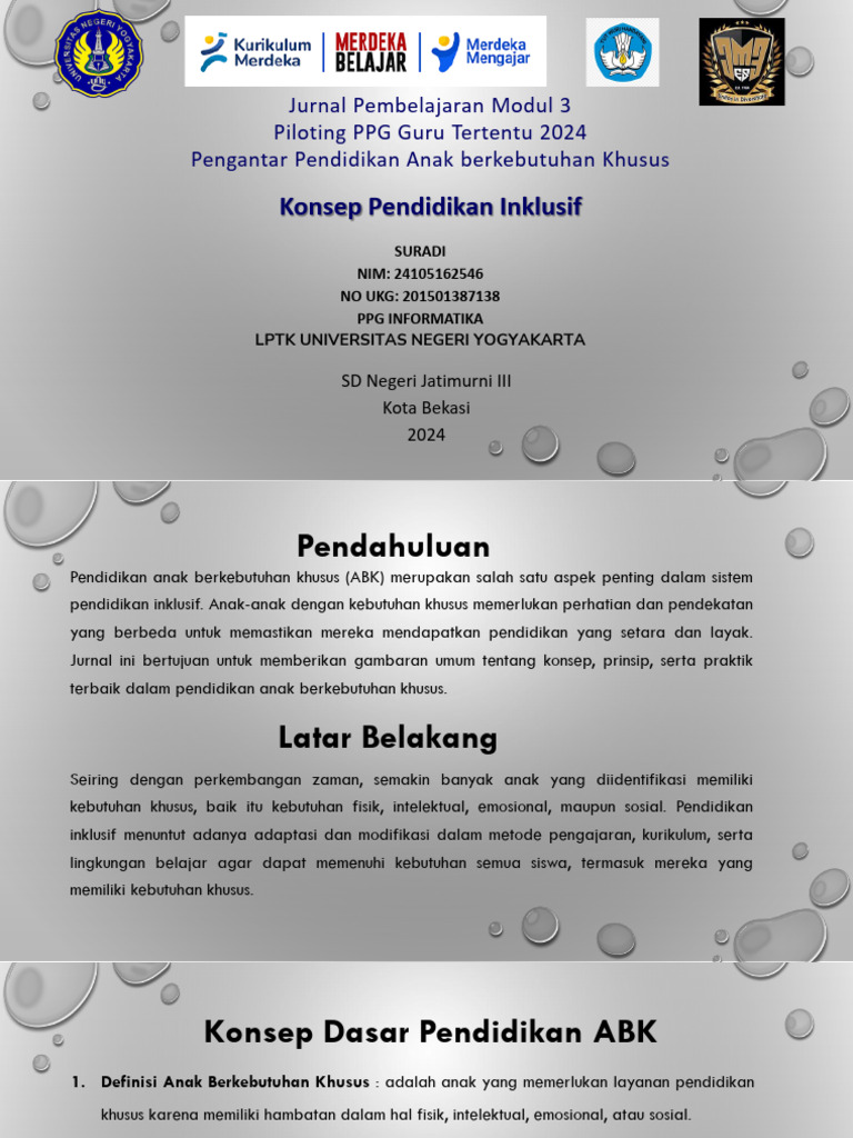 Pendidikan Inklusif untuk Anak ABK | PDF | Karier & Perkembangan ...