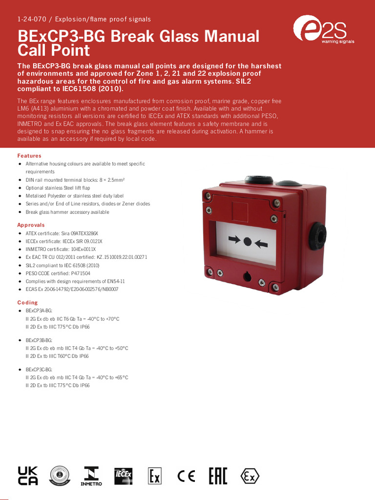 Explosion-Proof Break Glass Call Point | PDF | Manufactured Goods ...