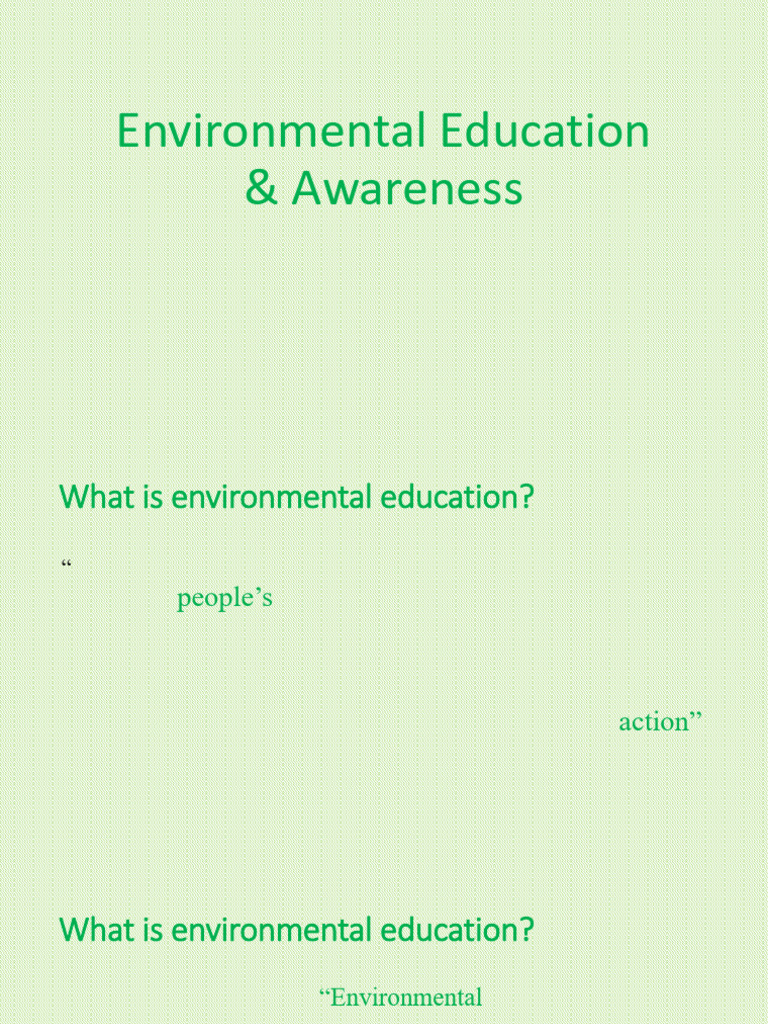 Environmental Education Awareness Pdf Natural Environment Cognition