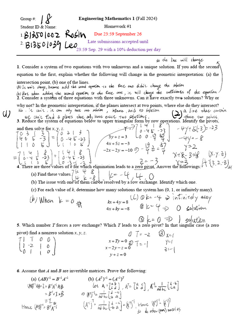 Engineering Mathematics Homework 1 | PDF | Algebra | Abstract Algebra