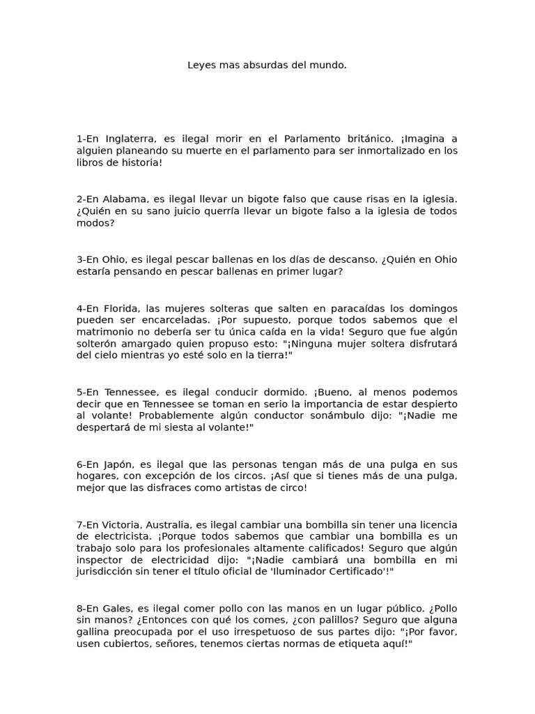Leyes Absurdas en el Mundo | PDF
