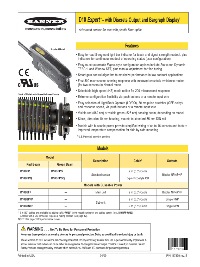 Banner - Fibra Optica - D10 Expert | PDF | Bipolar Junction Transistor ...