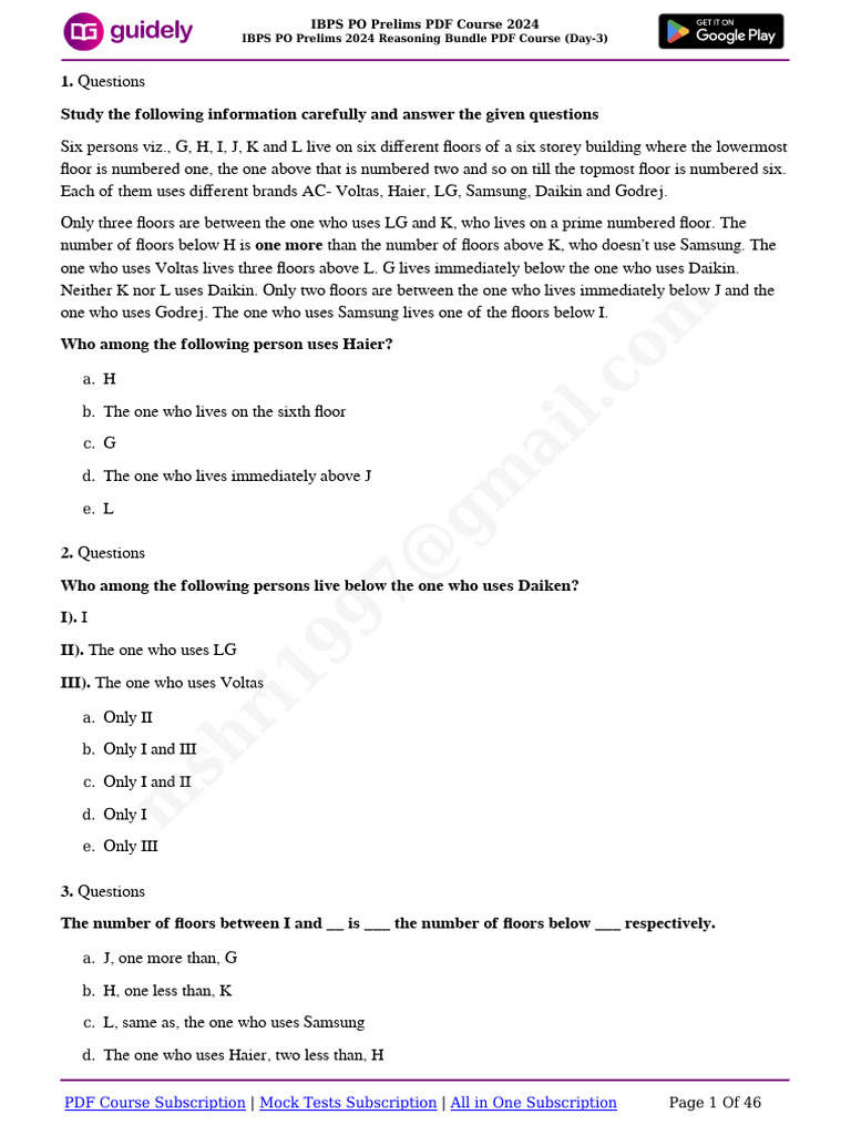 IBPS PO Prelims 2024 Reasoning PDF | PDF | Linguistics
