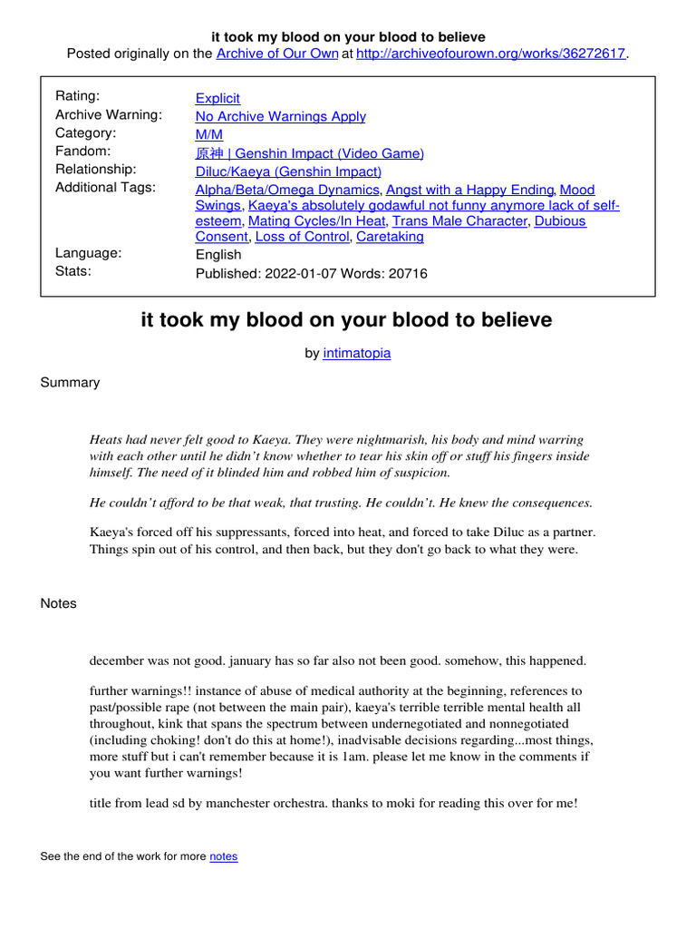 It Took My Blood On Your | PDF