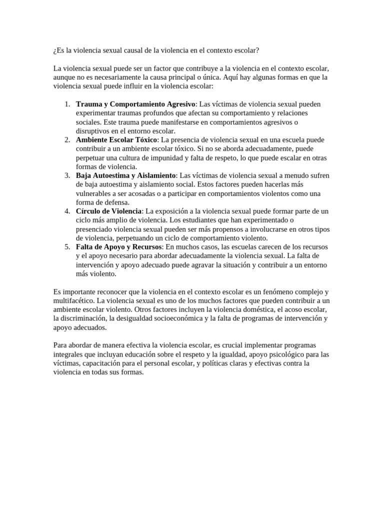 Violencia Sexual y su Impacto Escolar | PDF | Ciencias sociales