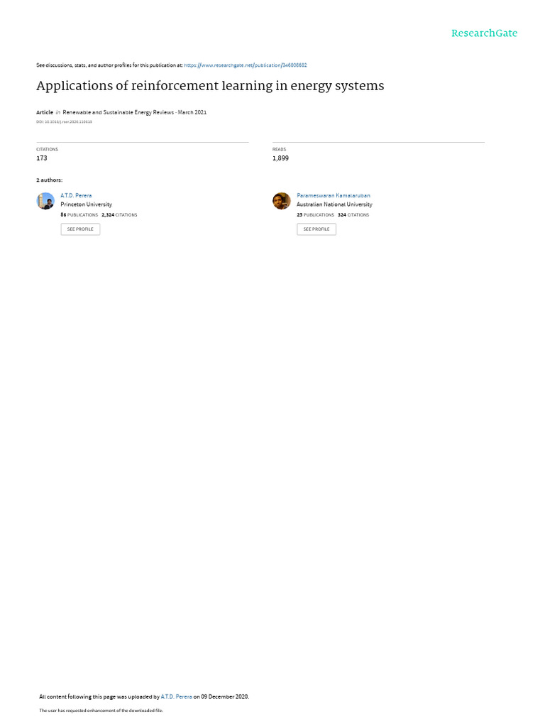 Applications of reinforcement learning in energy systems | PDF ...