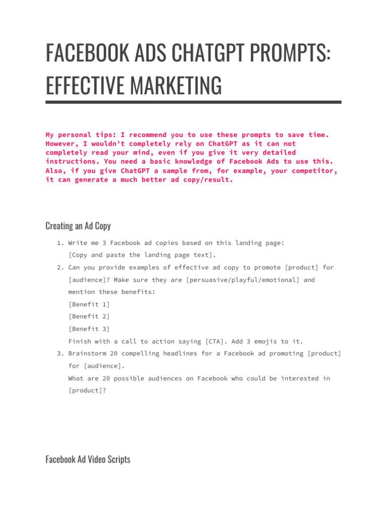 Facebook Ads Toolkit with ChatGPT Prompts | PDF | Human Communication ...