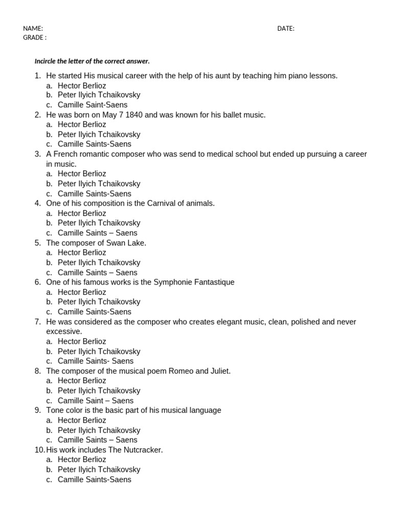 Muic 9 Quiz Q3 w2 | PDF