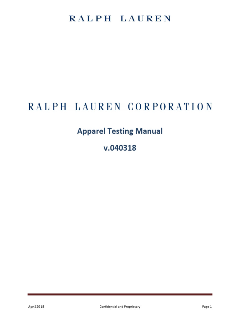 Ralph Lauren Apparel Testing Manual | PDF | Textiles