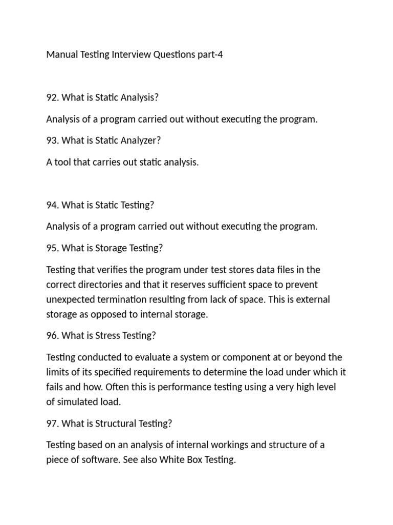 Manual Testing Interview Questions & Answers-PART4 | PDF | Software ...