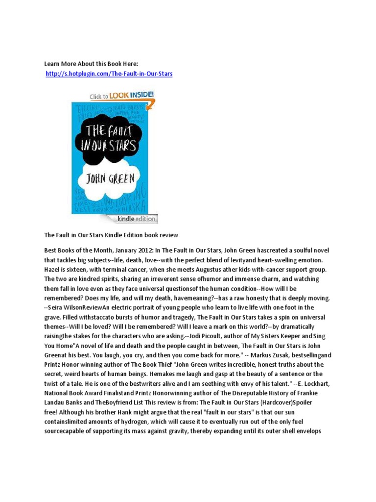 the fault in our stars book report summary