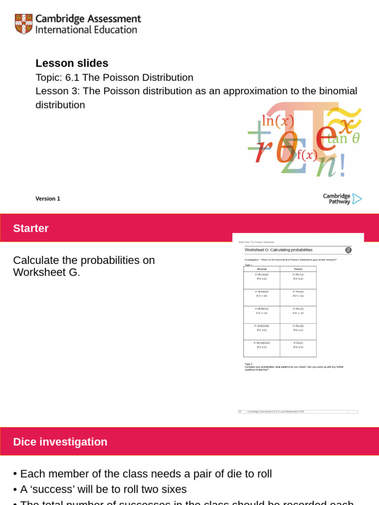 9709 LessonSlides 6 1 PoissonApproximation v1 | PDF
