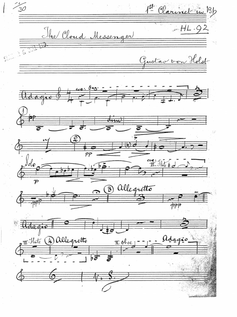 Holst Cloud Messenger Clarinet 1 Part Pdf