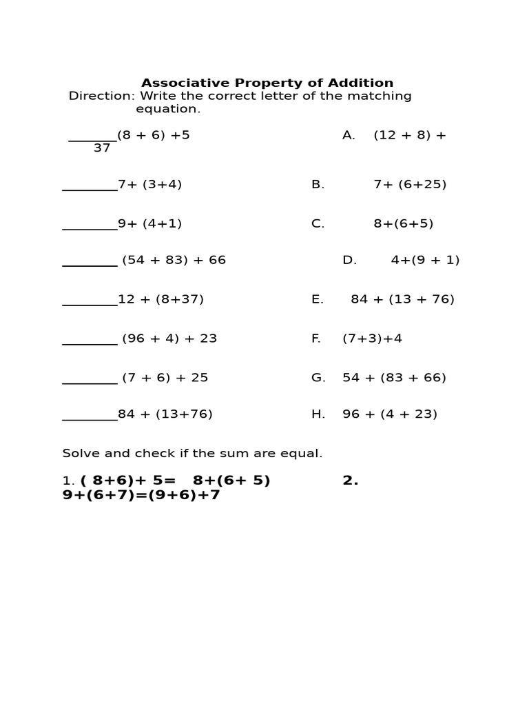 Associative and Commutative Properties Explained | PDF | Life