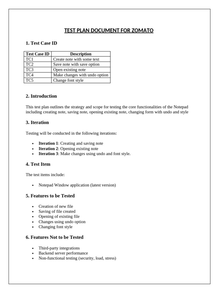 Test plan document for notepad pdf