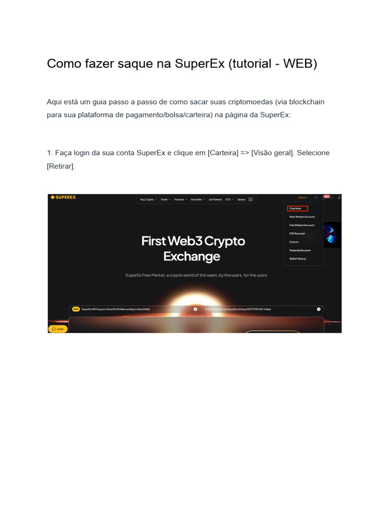 Saque de Criptomoedas na SuperEx | PDF