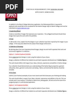 Fashion Design Portfolio Requirements