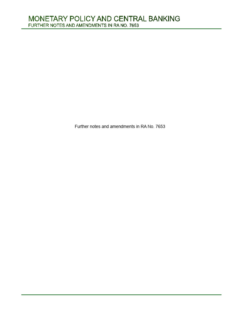 Further Notes and Amendments in RA No. 7653 | PDF | Liquidation | Banks