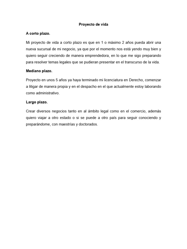 Proyecto de Vida | PDF | Crecimiento personal y profesional