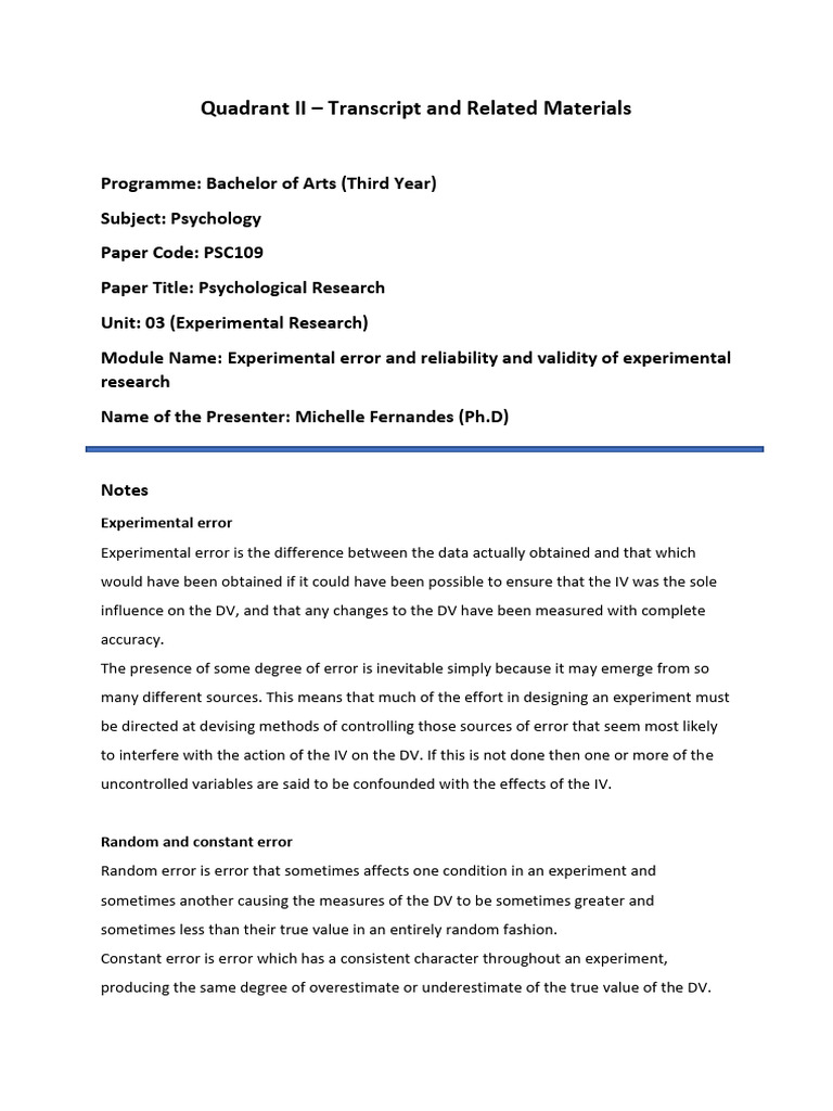 17_Notes | PDF | Experiment | Validity (Statistics)