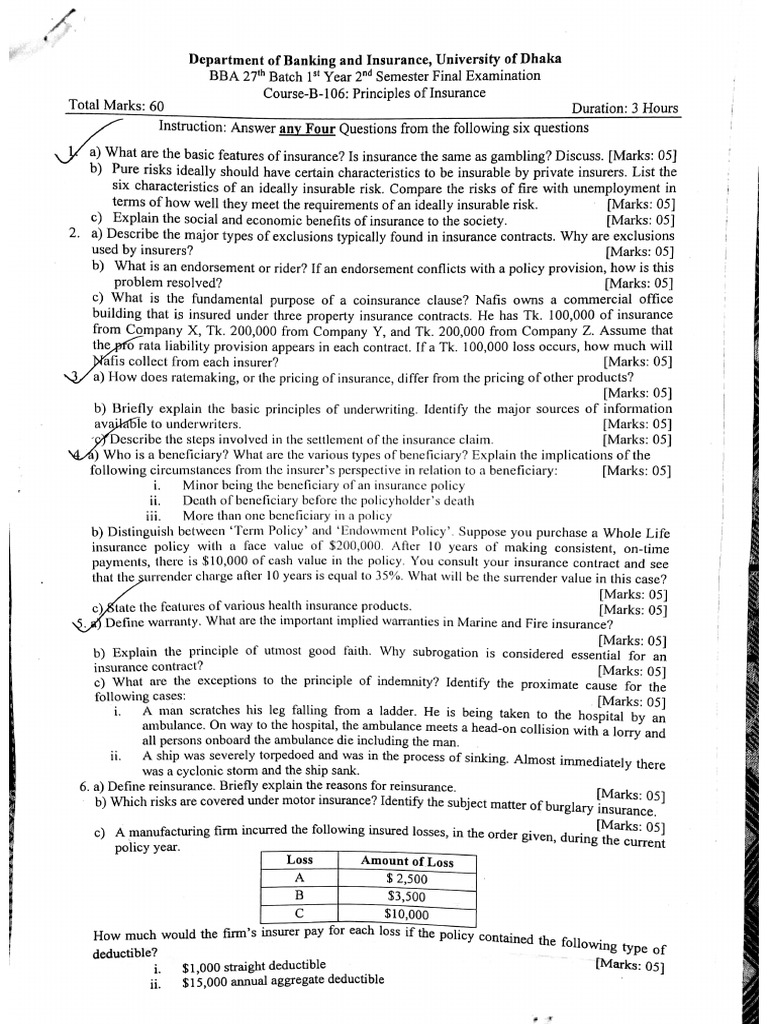 BBA 27 Batch 2nd Semester Final Questions | PDF