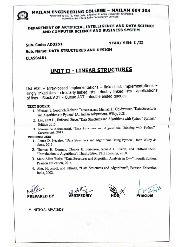 DSD Unit 2 Notes 12.06.23 | PDF | Queue (Abstract Data Type) | Computing