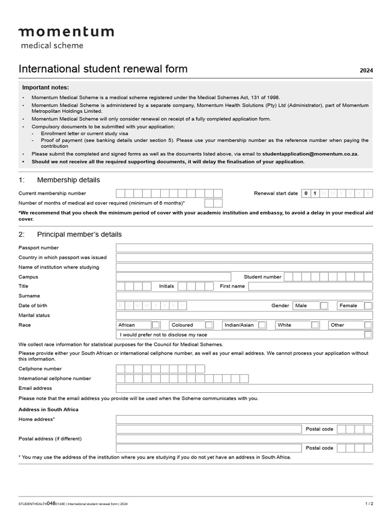 International Student Renewal Form Fillable | PDF | Travel Visa