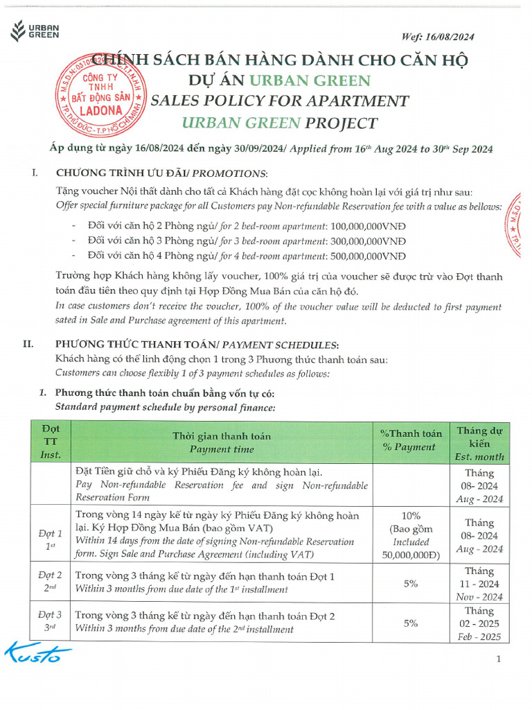 Image showcasing Apartment Sales Policy For Urban Green Aster & Bliss Wef | PDF