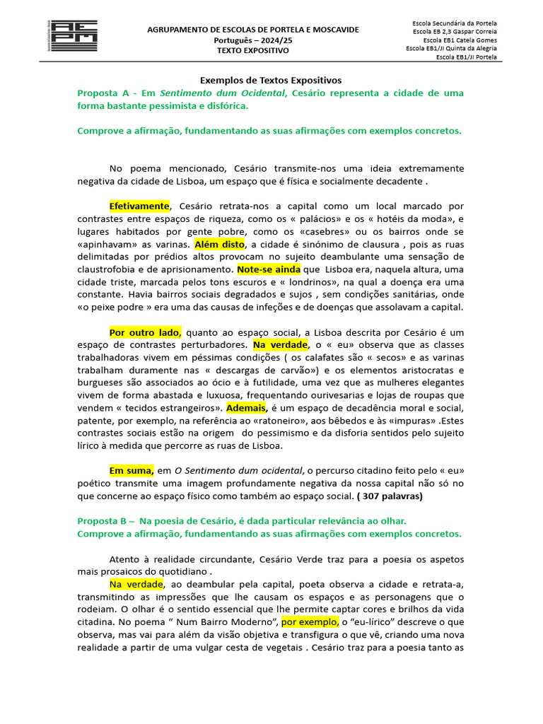 Análise de Textos Expositivos de Cesário Verde | PDF | Clássicos