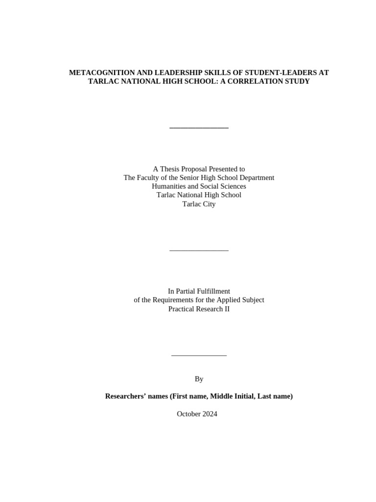 Chapter 1 Template Sample | PDF | Metacognition | Leadership