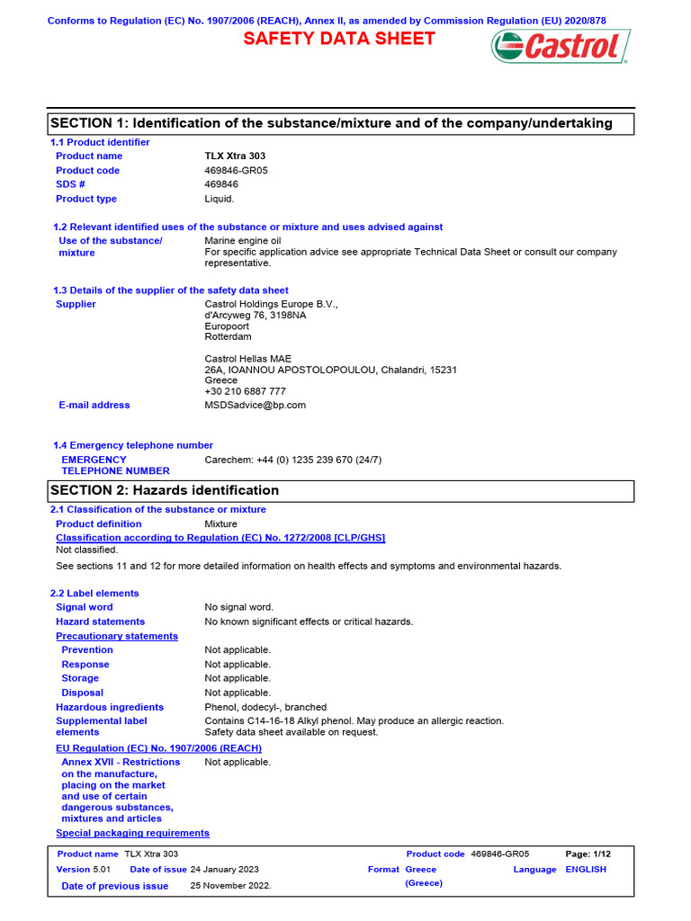 TLX XTRA 303 MSDS | PDF | Personal Protective Equipment | Occupational ...