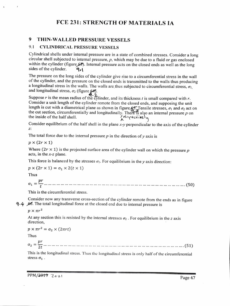 Thin-Walled Pressure Vessels Analysis | PDF | Stress (Mechanics) | Sphere