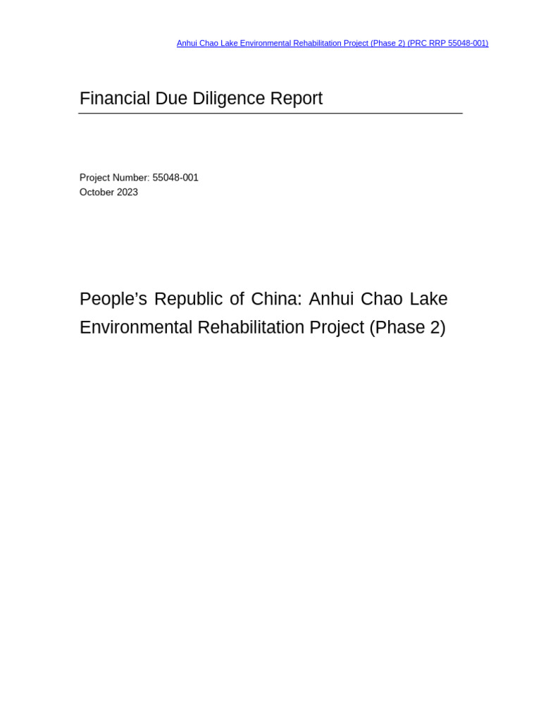 FDD Report: Anhui Chao Lake Project | PDF | Private Equity | Investment ...