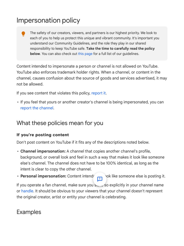 Impersonation Policy - YouTube Help | PDF | You Tube | Internet