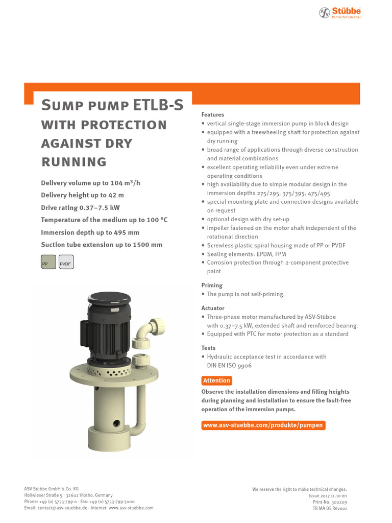 ETLB-S pump | PDF | Pump | Viscosity
