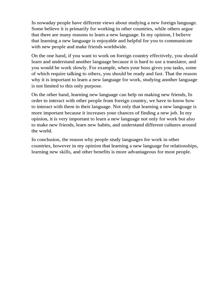Benefits of Learning a New Language | PDF