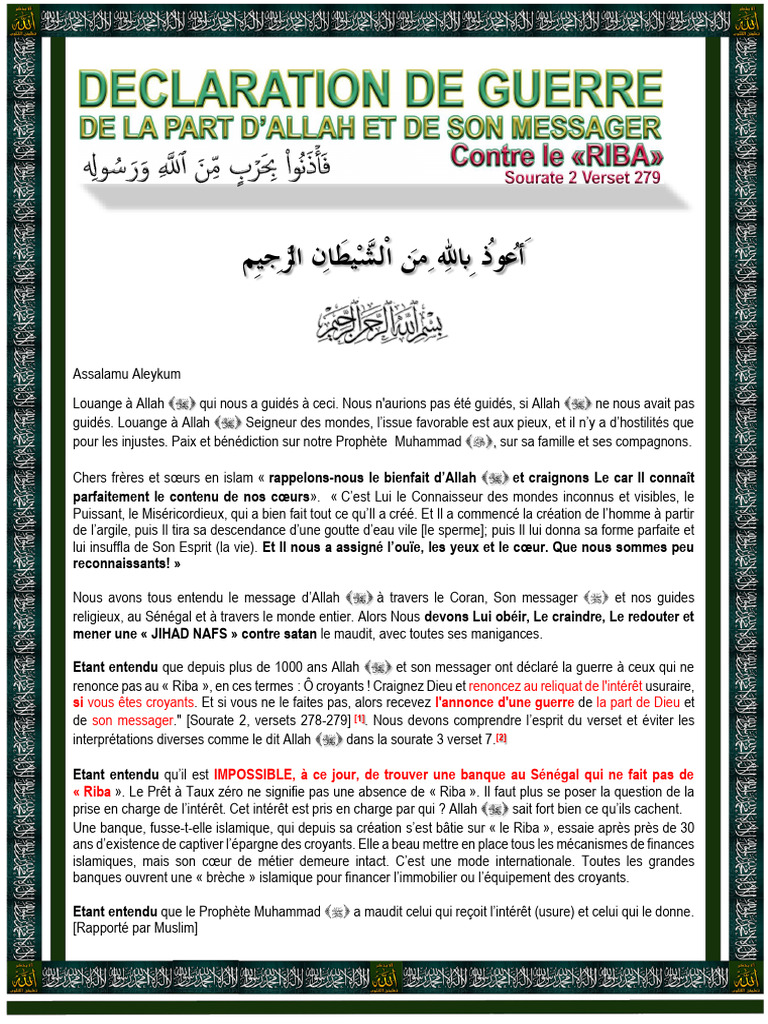 Guerre d'Allah contre le Riba | PDF | Allah | Mahomet