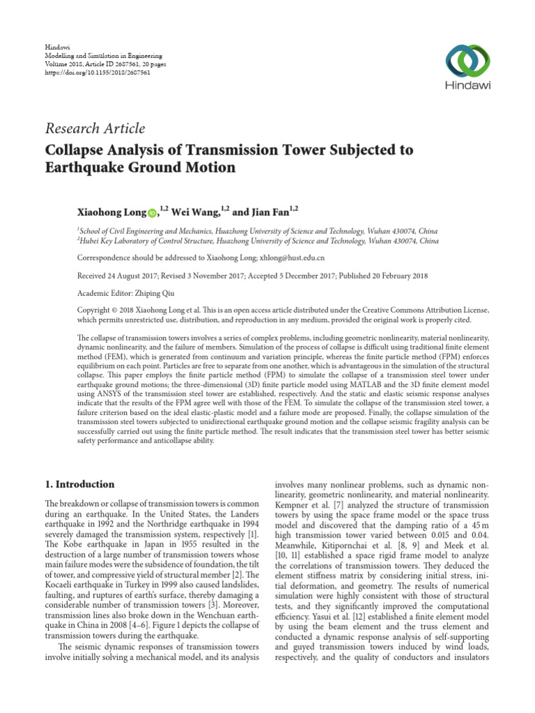 Modelling and Simulation in Engineering - 2018 - Long - Collapse ...